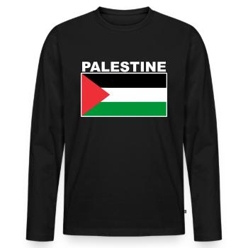 Palestine Palestinian Flag T-Shirt - Men's Premium Organic Long Sleeve Shirt - black - Front - Nico (187cm)
