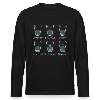 Point of View - Das Glas ist ? - Männer Premium Bio Langarmshirt - Schwarz - Vorne - Nico (187cm)