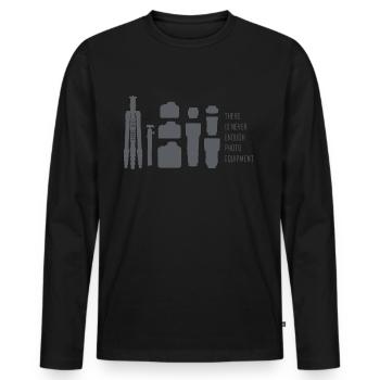 Gear [Grau] - Männer Premium Bio Langarmshirt - Schwarz - Vorne - Nico (187cm)