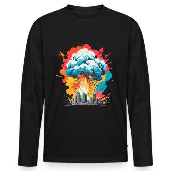 Nukleare Explosion Pilzwolke - Männer Premium Bio Langarmshirt - Schwarz - Vorne - Nico (187cm)