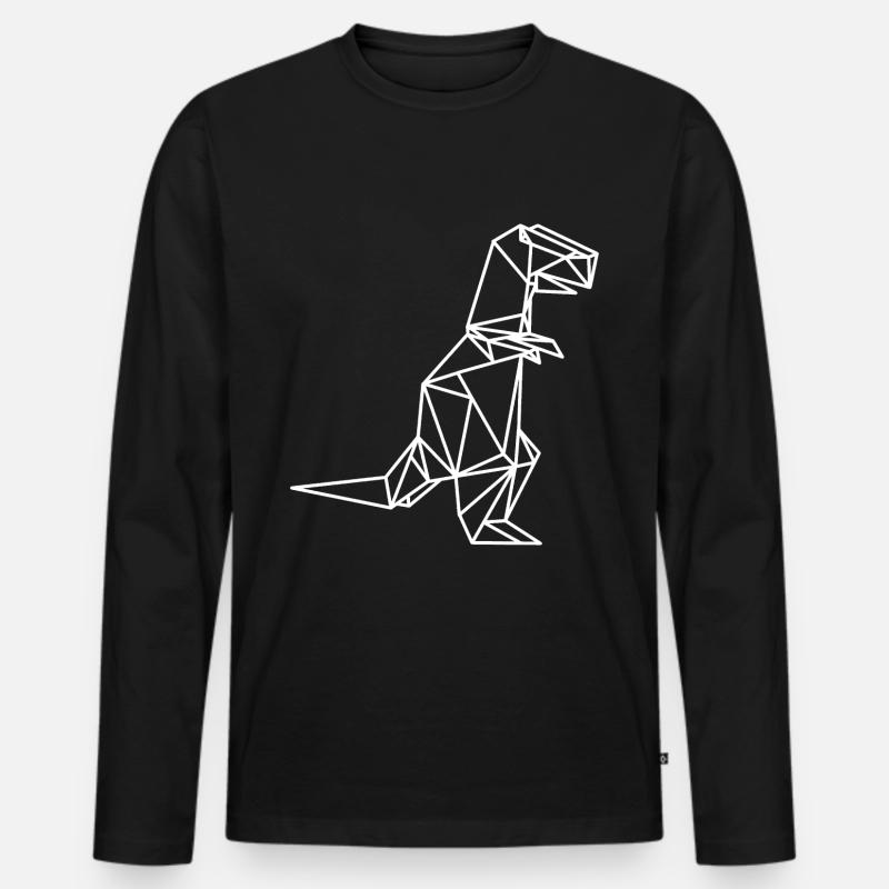 T Rex Geometrisch Dino - Männer Premium Bio Langarmshirt - Schwarz