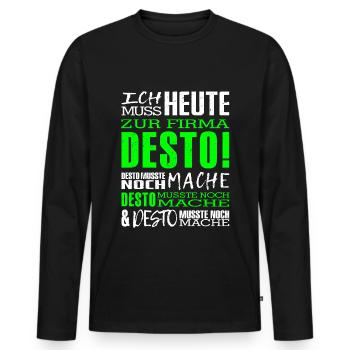 Firma Desto - Männer Premium Bio Langarmshirt - Schwarz - Vorne - Nico (187cm)