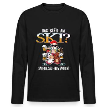 Das Beste am Ski? Saufen! Team Shirt - Männer Premium Bio Langarmshirt - Schwarz - Vorne - Nico (187cm)