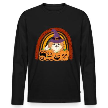 Mignon Nain Spitz Halloween Costume Chien - T-shirt manches longues Premium bio Homme - noir - Devant - Nico (187cm)