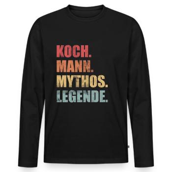 Koch Mann Mythos Legende Vintage - Männer Premium Bio Langarmshirt - Schwarz - Vorne - Nico (187cm)