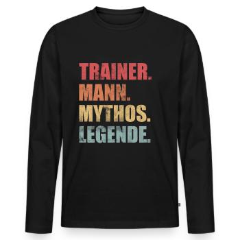 Trainer Mann Mythos Legende Vintage - Männer Premium Bio Langarmshirt - Schwarz - Vorne - Nico (187cm)