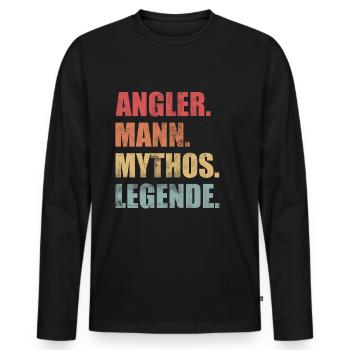 Angler Mann Mythos Legende Angeln Vintage - Männer Premium Bio Langarmshirt - Schwarz - Vorne - Nico (187cm)