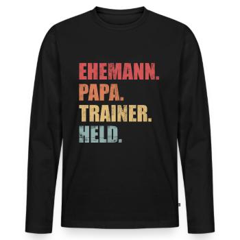 Trainer Ehemann Papa Held Vintage Geschenk - Männer Premium Bio Langarmshirt - Schwarz - Vorne - Nico (187cm)