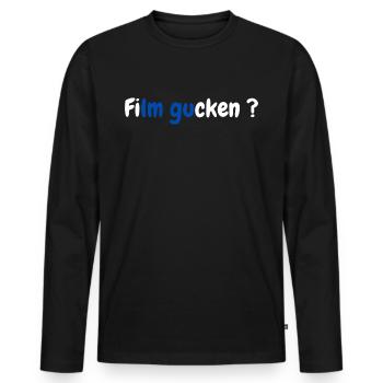 Film gucken? Bunte Kino-Typo Kollektion - Männer Premium Bio Langarmshirt - Schwarz - Vorne - Nico (187cm)