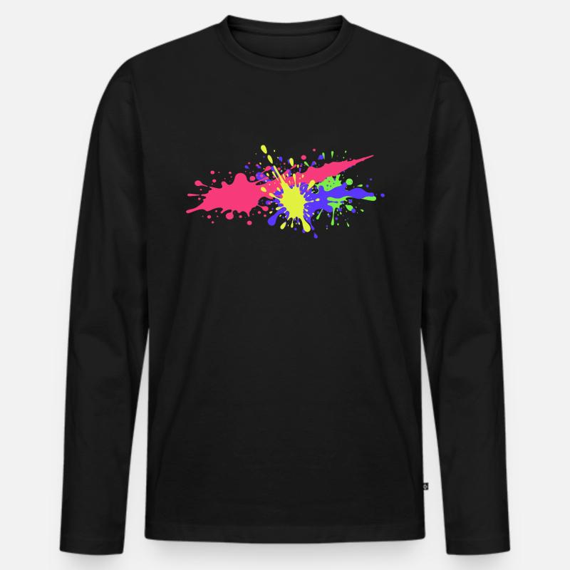 Splatter Design Trend - Männer Premium Bio Langarmshirt - Schwarz