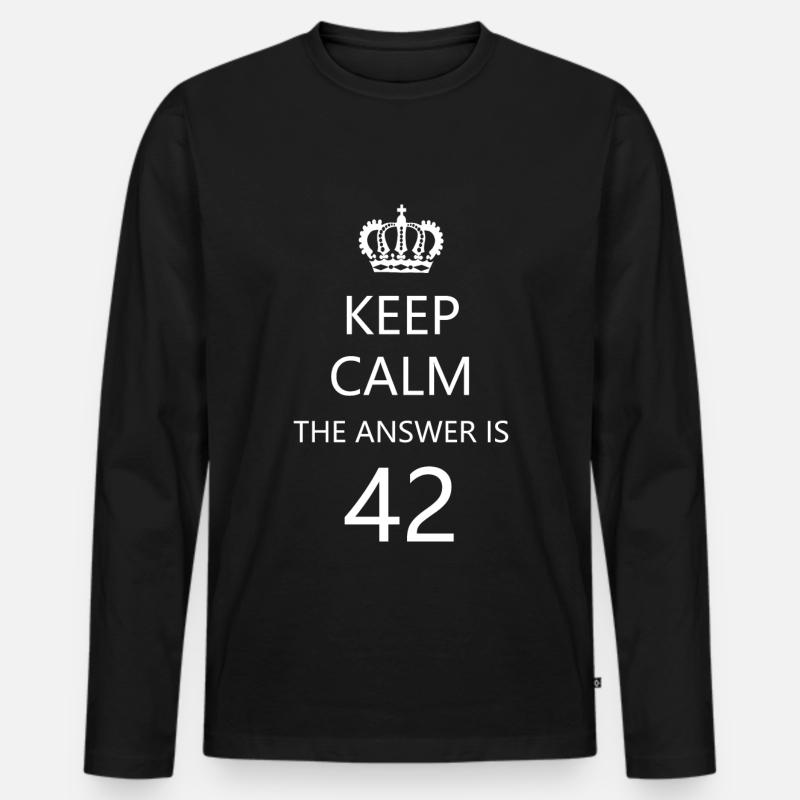 Antwort 42 - Männer Premium Bio Langarmshirt - Schwarz