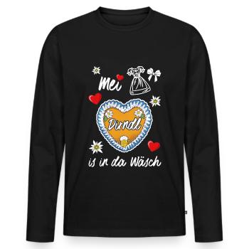 Dirndl - Männer Premium Bio Langarmshirt - Schwarz - Vorne - Nico (187cm)