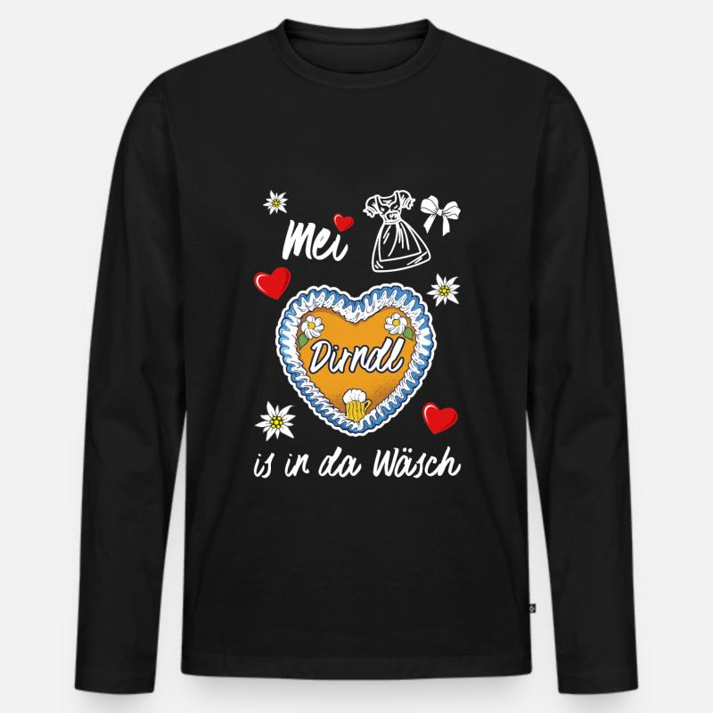 Dirndl - Männer Premium Bio Langarmshirt - Schwarz