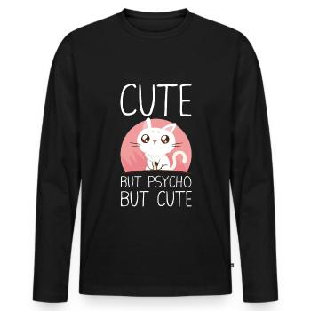 Mignon mais psychopathe mais mignon - T-shirt manches longues Premium bio Homme - noir - Devant - Nico (187cm)
