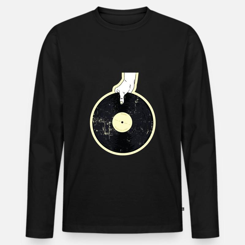 Vinyl Schallplatte - Männer Premium Bio Langarmshirt - Schwarz