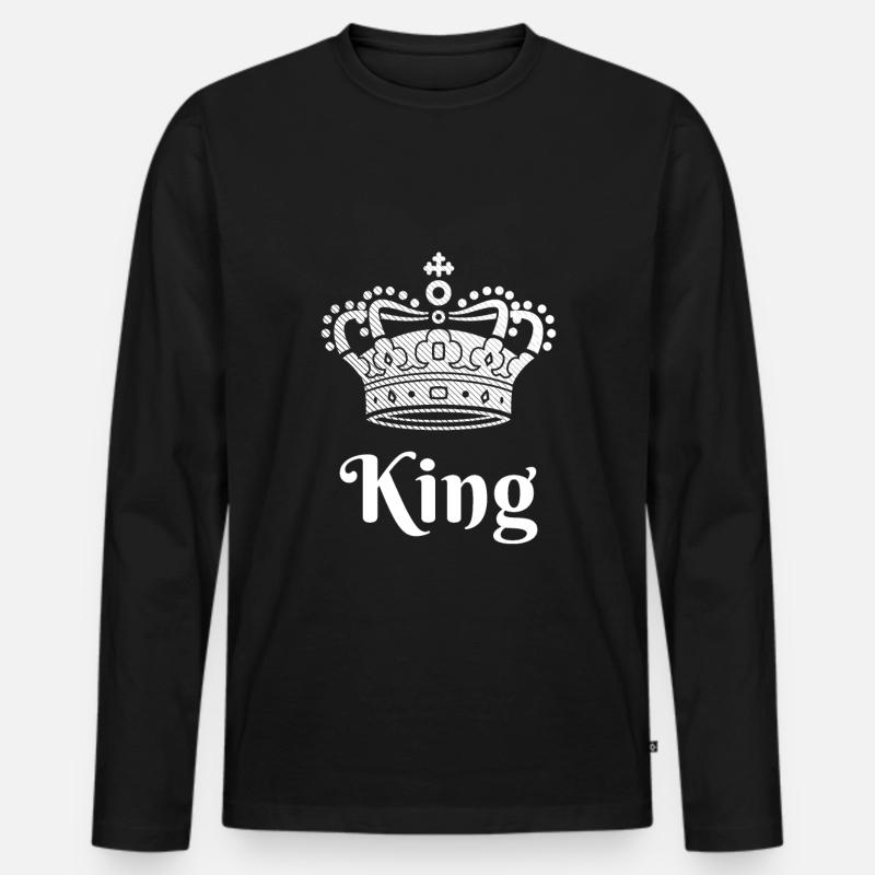 King Queen Partnerlook - Männer Premium Bio Langarmshirt - Schwarz