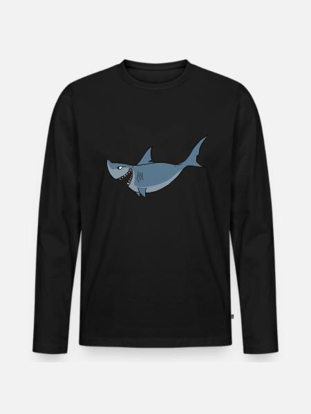 Shark shark ocean comic cartoon - Men's Premium Organic Long Sleeve Shirt - black