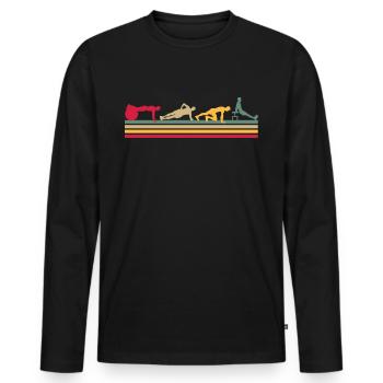 Fitness Vintage Design Plank Muskeln Sport - Männer Premium Bio Langarmshirt - Schwarz - Vorne - Nico (187cm)