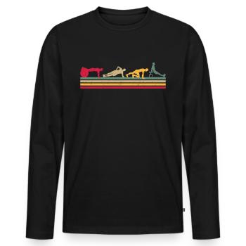 Fitness Vintage Design Plank Muskeln Sport Gym - Männer Premium Bio Langarmshirt - Schwarz - Vorne - Nico (187cm)