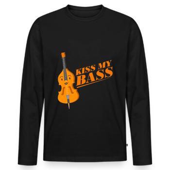 Contrebasse - Kiss my bass - T-shirt manches longues Premium bio Homme - noir - Devant - Nico (187cm)