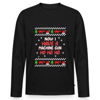 Ho ho ho now i have a machine gun - Men's Premium Organic Long Sleeve Shirt - black - Front - Nico (187cm)