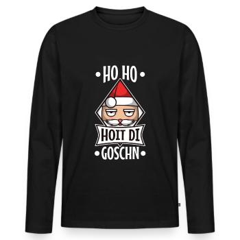Ho ho hoit di goschn - Männer Premium Bio Langarmshirt - Schwarz - Vorne - Nico (187cm)