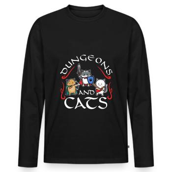 Dungeons and Cats - Männer Premium Bio Langarmshirt - Schwarz - Vorne - Nico (187cm)