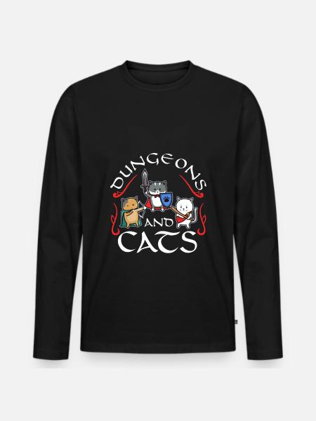 Dungeons and Cats - Männer Premium Bio Langarmshirt - Schwarz