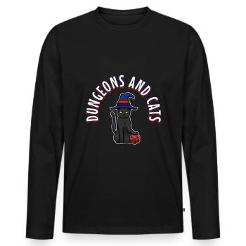 Dungeons and Cats - Men's Premium Organic Long Sleeve Shirt - black - Front - Nico (187cm)