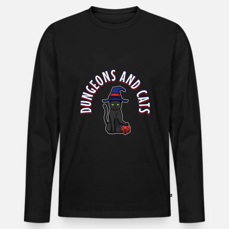 Dungeons and Cats - Männer Premium Bio Langarmshirt - Schwarz