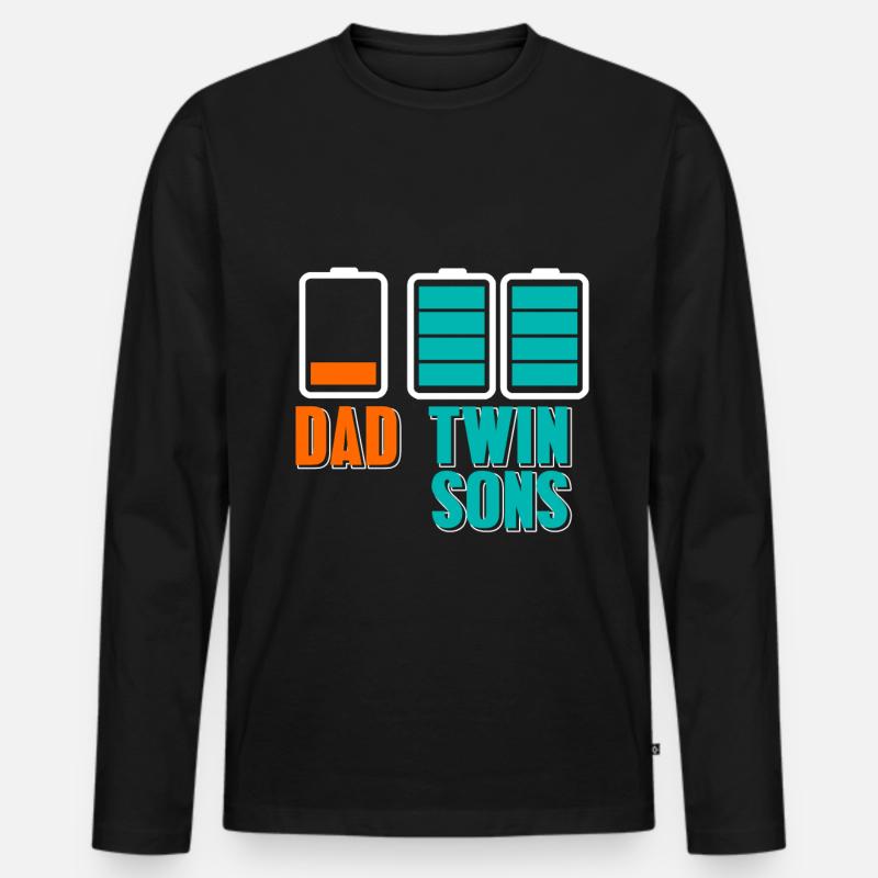 Vater Zwillinge - Männer Premium Bio Langarmshirt - Schwarz
