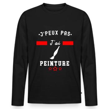 je peux pas j'ai peinture pinceau peintre - T-shirt manches longues Premium bio Homme - noir - Devant - Nico (187cm)