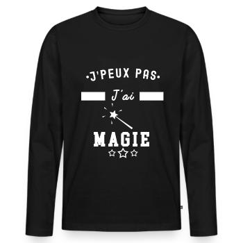 je peux pas j'ai magie - T-shirt manches longues Premium bio Homme - noir - Devant - Nico (187cm)