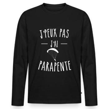 j peux pas j'ai parapente - T-shirt manches longues Premium bio Homme - noir - Devant - Nico (187cm)