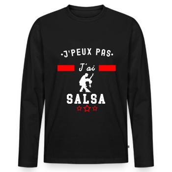 je peux pas j'ai salsa humour - T-shirt manches longues Premium bio Homme - noir - Devant - Nico (187cm)
