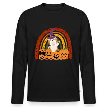 Chien d’Halloween Shih Tzu mignon et effrayant - T-shirt manches longues Premium bio Homme - noir - Devant - Nico (187cm)