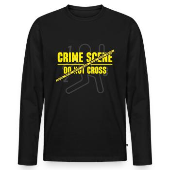 Tatort-do-not-cross-krimi-party-outfit - Männer Premium Bio Langarmshirt - Schwarz - Vorne - Nico (187cm)