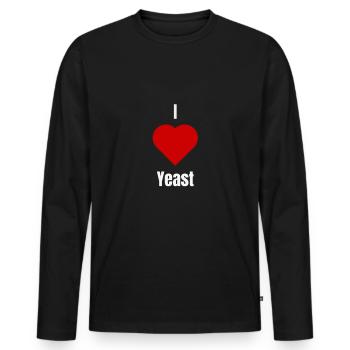 I love Yeast | Present for Pharma Scientists - Men's Premium Organic Long Sleeve Shirt - black - Front - Nico (187cm)