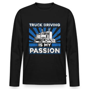 Chauffeur de camion Chauffeur de camion Chauffeur de camion Camionneur - T-shirt manches longues Premium bio Homme - noir - Devant - Nico (187cm)