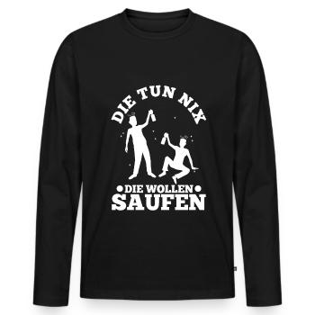 Die tun nix die wollen nur saufen - Männer Premium Bio Langarmshirt - Schwarz - Vorne - Nico (187cm)