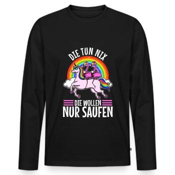 Die tun nix die wollen nur saufen - Männer Premium Bio Langarmshirt - Schwarz - Vorne - Nico (187cm)