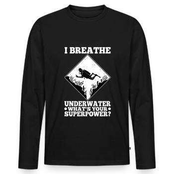 Ibreathe underwater what's your superpower - Männer Premium Bio Langarmshirt - Schwarz - Vorne - Nico (187cm)