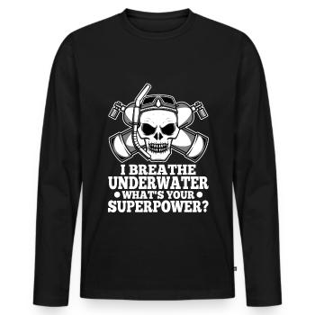 Ibreathe underwater what's your superpower - Männer Premium Bio Langarmshirt - Schwarz - Vorne - Nico (187cm)