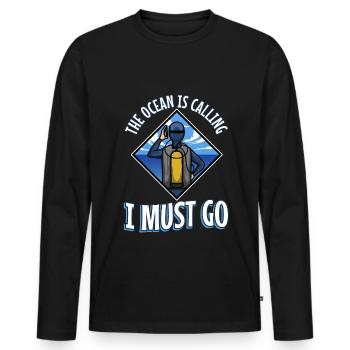L’océan appelle et je dois y aller, plongée sous-marine - T-shirt manches longues Premium bio Homme - noir - Devant - Nico (187cm)
