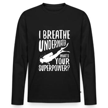 Ibreathe underwater what's your superpower - Männer Premium Bio Langarmshirt - Schwarz - Vorne - Nico (187cm)
