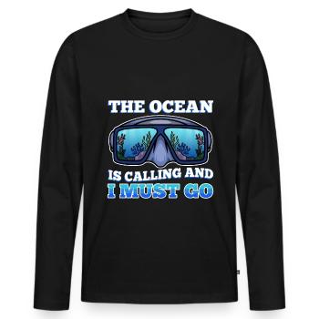 L’océan m’appelle et je dois y aller - T-shirt manches longues Premium bio Homme - noir - Devant - Nico (187cm)