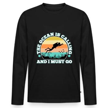 L’océan m’appelle et je dois y aller - T-shirt manches longues Premium bio Homme - noir - Devant - Nico (187cm)