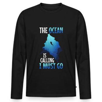 L’océan m’appelle et je dois y aller - T-shirt manches longues Premium bio Homme - noir - Devant - Nico (187cm)
