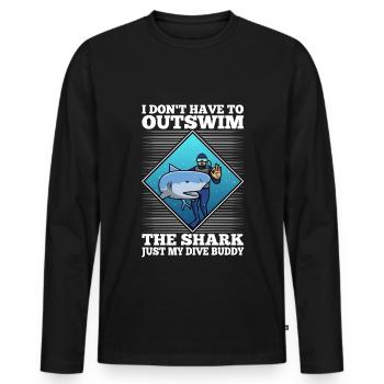 I don't have to outswim the shark, just my dive bu - Männer Premium Bio Langarmshirt - Schwarz - Vorne - Nico (187cm)