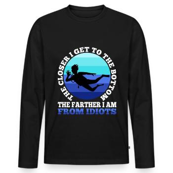 The closer i get to the bottom the farther i am fr - Männer Premium Bio Langarmshirt - Schwarz - Vorne - Nico (187cm)